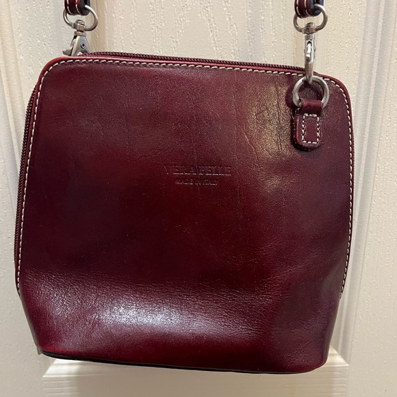 Vera Pelle Handbags - Vera Pelle Deep Red Leather Crossbody Bag